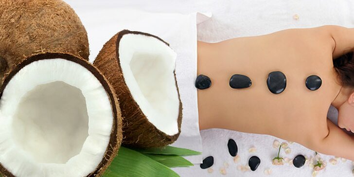30 minút uvoľňujúcej kokosovej masáže a 20 minút Hot Stone masáže