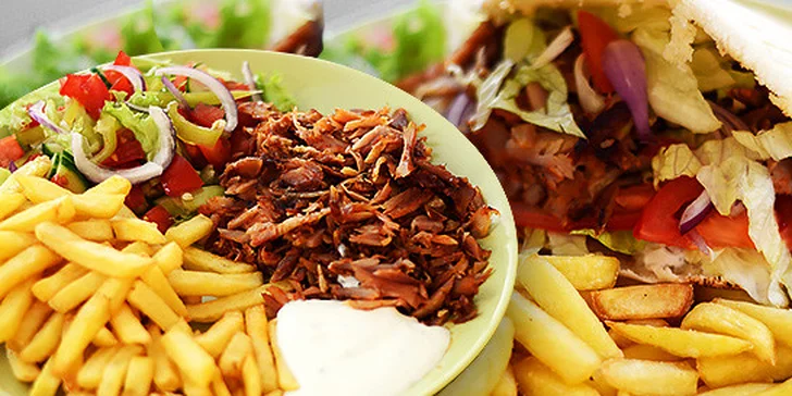 Kebab tanier alebo kebab v pita chlebe s kofolou
