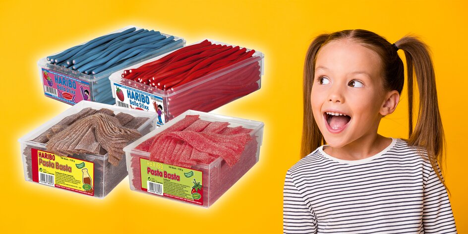 Chutné pendreky a želé pásiky Haribo vo veľkom balení