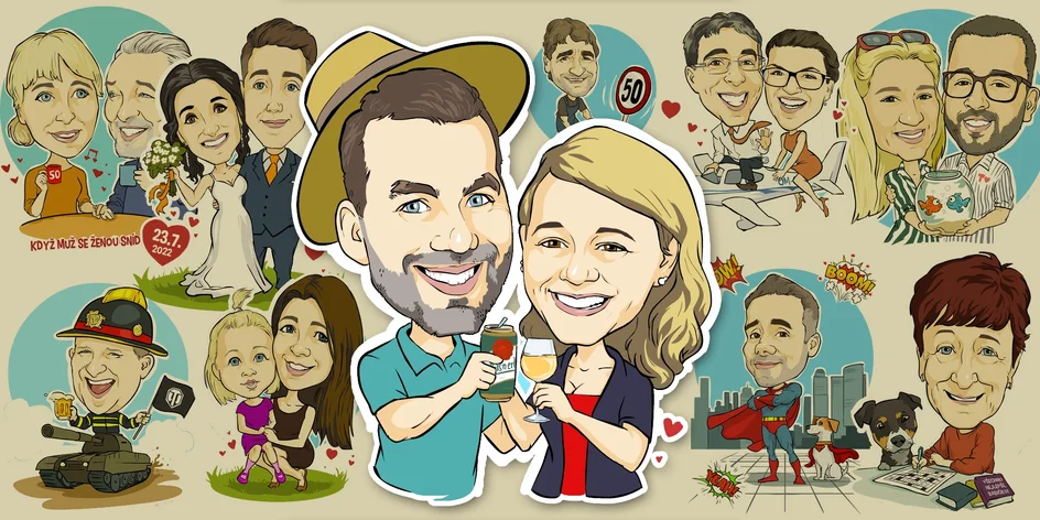 Karikatúra podľa fotky: kreslená tušom aj digitálna