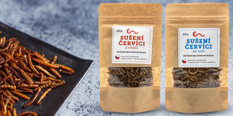 Sušené červíky so soľou, cesnakom alebo chilli