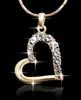 Pozlátené veľké srdce s čírymi kryštálmi Swarovski