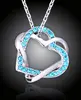 Prepletené srdcia s aquamarínovo modrými kryštálmi Swarovski Elements