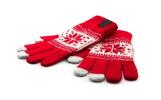 Dotykové zimné rukavičky - nórsky vzor červené