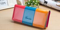 Lakovaná farebná peňaženka | Korálová / modrá / oranžová