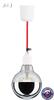 Svietidlo Arli Simple + žiarovka Arli Mirror LED (textilný kábel - červená-pantone, biely plast)
