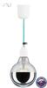 Svietidlo Arli Simple + žiarovka Arli Mirror LED (textilný kábel - tyrkysová-celeste, biely plast)