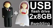 Originálny 16 GB USB flash disk Ženícha a nevesty (2 x 8 GB)