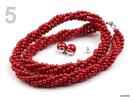 Výrazná sada náhrdelníka a náušníc z voskovaných perál | Červená