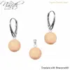 Strieborný set náušníc a prívesku s perlami Swarovski | Crystal Peach