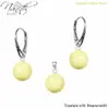 Strieborný set náušníc a prívesku s perlami Swarovski | Crystal Yellow