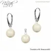 Strieborný set náušníc a prívesku s perlami Swarovski | Crystal Cream