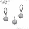Strieborný set náušníc a prívesku s perlami Swarovski | Crystal Grey