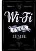 Čierna plechová ceduľa WI-FI FREE