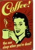 Červená plechová ceduľa COFFEE