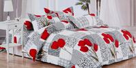 7-dielna súprava posteľných obliečok | Vzor 2 / červený tulipán