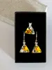 Strieborná súprava Crystals from Swarovski MIDI TRIANGLE | Aurore Boreale / Polárna žiara