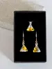 Strieborná súprava Crystals from Swarovski MINI TRIANGLE | Aurore Boreale / Polárna žiara
