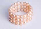 Náramok Spojovaný Trojradý bread pearls (ružové perly)