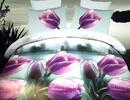 3-dielna súprava 3D posteľných obliečok | Fialové tulipány