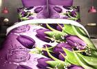 7-dielna súprava 3D posteľných obliečok | Fialové tulipány