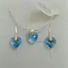 3-dielna Postriebrená srdiečková súprava Swarovski Crystallized Elements | Aquamarine