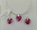 3-dielna Postriebrená srdiečková súprava od Swarovski Crystallized Elements | Fuchsia