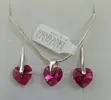 3-dielna Postriebrená srdiečková súprava od Swarovski Crystallized Elements | Fuchsia AB