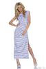 Dlhé dámske šaty NAVY | Veľkosť: UNI | Biela s modrými pásikami