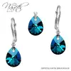 Strieborná súprava s kryštálmi Swarovski® Mini Pear | Bermuda Blue
