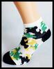 Dámske Crazy Socks bláznivé ponožky | Čierno-žlto-zelený maskáč