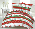 Bavlnené posteľné obliečky s vianočným vzorom (jeleň trikolóra, zelená)