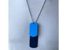 Dvojica hliníkových známok Dog Tag (vojenská známka s retiazkou a gravírovaním)