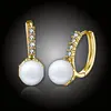 Pozlátené perlové náušnice Rebecca - White Pearl