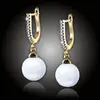 Pozlátené perlové náušnice Marianne - White Pearl