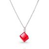 Strieborný náhrdelník kocka s kryštálom Swarovski® CUBE Light Siam | Červená