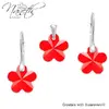 Strieborný set kvietky s kryštálmi Swarovski® Flower Light Siam | Červená