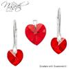 Strieborná srdiečková súprava s kryštálmi Swarovski® Heart Light Siam | Červená