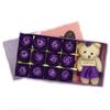 Valentínsky box s macíkom a večnými ružami (fialový)
