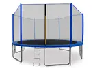 Trampolína Aga SPORT PRO s ochrannou sieťou + rebrík + vrecko na obuv (430 cm / Blue)