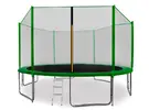 Trampolína Aga SPORT PRO s ochrannou sieťou + rebrík + vrecko na obuv (400 cm / Dark Green)