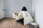 Teepee - Detský indánsky stan s vankúšikmi a podložkou - čierna