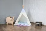Teepee - Detský indánsky stan s vankúšikmi a podložkou - modrá