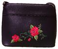 Väčšia dámska kabelka s ružou | Čierna