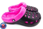 Dámske zateplené dierované Clogs FLAMEshoes A-002-M | Veľkosť: 36 | Čierna / ružová