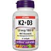 1 x 30 gélových kapsúl Vitamín K2 + D3 1000 IU Webber Naturals (120 mg)