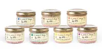 7 x 180 g Francúzskych paštét (jelenia, diviačia, kačacia, králičia, sedliacka s hríbmi, sedliacka, hydinová)