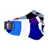 3 páry Dámske pruhované ponožky | Veľkosť: 35 - 38 | Modrá / fialová / sivá