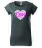 Dámske tričko Love srdce | Veľkosť: S | Čierny melír