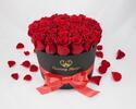 Valentínsky okrúhly box ruží / veľkosť M | Čierna